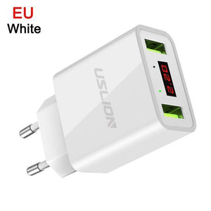 Planet Gates White LED Display 2 USB Charger,USLION Universal Mobile Phone Charger For iPhone iPad Samsung Xiaomi 2.2A Max Charging Wall Charger