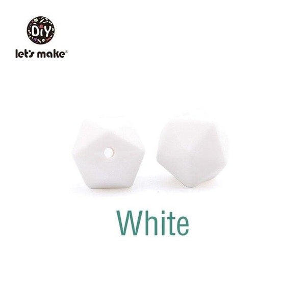 Planet Gates White Let's Make 10pc 14mm Silicone Beads Hexagon Bpa Free Silicone Teether Diy Teething Toy Baby Chewable Accessories Baby Teether
