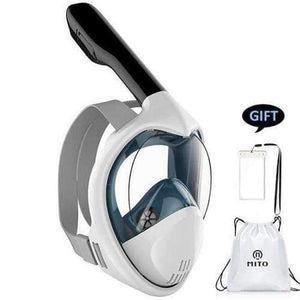 Planet Gates White LXL Full Face Snorkeling Masks Panoramic View Anti-fog Anti-Leak Swimming Snorkel Scuba Underwater Diving Mask GoPro Compatible