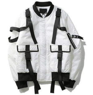 Planet Gates white / M Adjustable Buckle Straps Bomber Jacket Mens Lightly Padded Aviator Jackets Four Colors Free Shipping