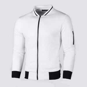 Planet Gates White / M Casual Men's Cardigan Sweatshirt Stand Collar Slim Fit Sweatshirt Men's Long Sleeve Zip Knit Cardigan Sweatshirt