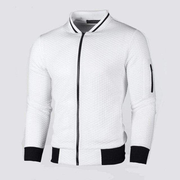Planet Gates White / M Casual Men's Cardigan Sweatshirt Stand Collar Slim Fit Sweatshirt Men's Long Sleeve Zip Knit Cardigan Sweatshirt