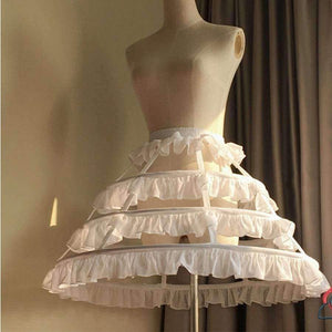 Planet Gates White / M Short Petticoat Rockabilly Waist Adjust 3 Layers Hoop Ruffle Chiffon Cosplay Petticoat Underskirt Wedding Accessories