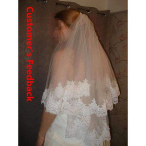 Planet Gates White Mariage 1.2 Meters Lace Edage Short Wedding Veil 2017 Tulle Ivory/White Bridal Veil Wedding Accessories Velos de Novia