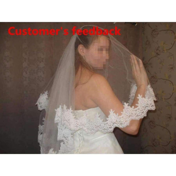 Planet Gates White Mariage 1.2 Meters Lace Edage Short Wedding Veil 2017 Tulle Ivory/White Bridal Veil Wedding Accessories Velos de Novia