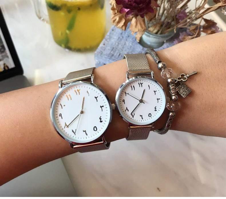 Planet Gates White Men Unique Arabic Numbers  White Black Lover's Watch Mesh Steel Belt Watch Men Women Quartz Wristwatches Clock