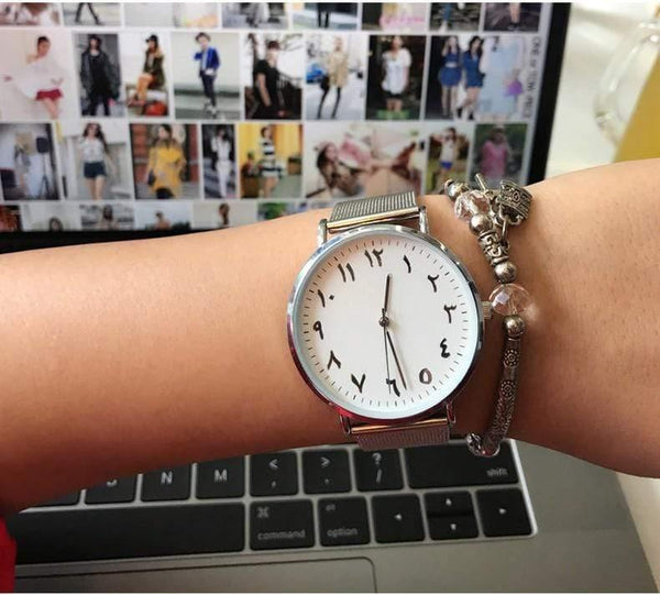 Planet Gates White Men Unique Arabic Numbers  White Black Lover's Watch Mesh Steel Belt Watch Men Women Quartz Wristwatches Clock