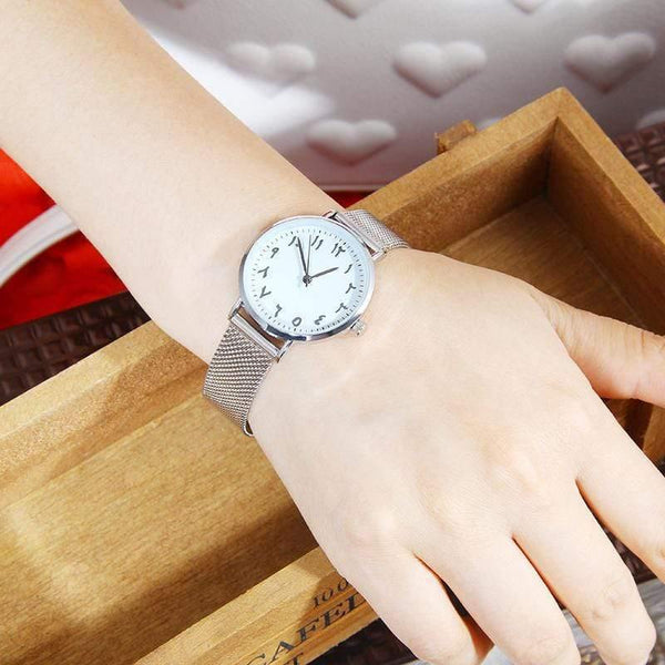 Planet Gates White Men Unique Arabic Numbers  White Black Lover's Watch Mesh Steel Belt Watch Men Women Quartz Wristwatches Clock
