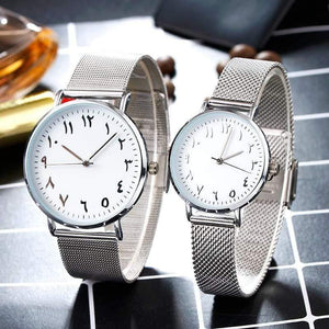 Planet Gates White Men Unique Arabic Numbers  White Black Lover's Watch Mesh Steel Belt Watch Men Women Quartz Wristwatches Clock