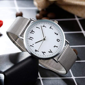 Planet Gates White Men Unique Arabic Numbers  White Black Lover's Watch Mesh Steel Belt Watch Men Women Quartz Wristwatches Clock