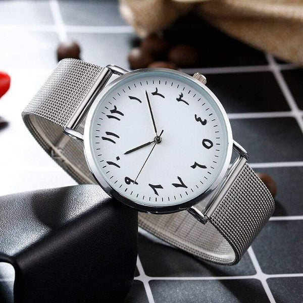 Planet Gates White Men Unique Arabic Numbers  White Black Lover's Watch Mesh Steel Belt Watch Men Women Quartz Wristwatches Clock