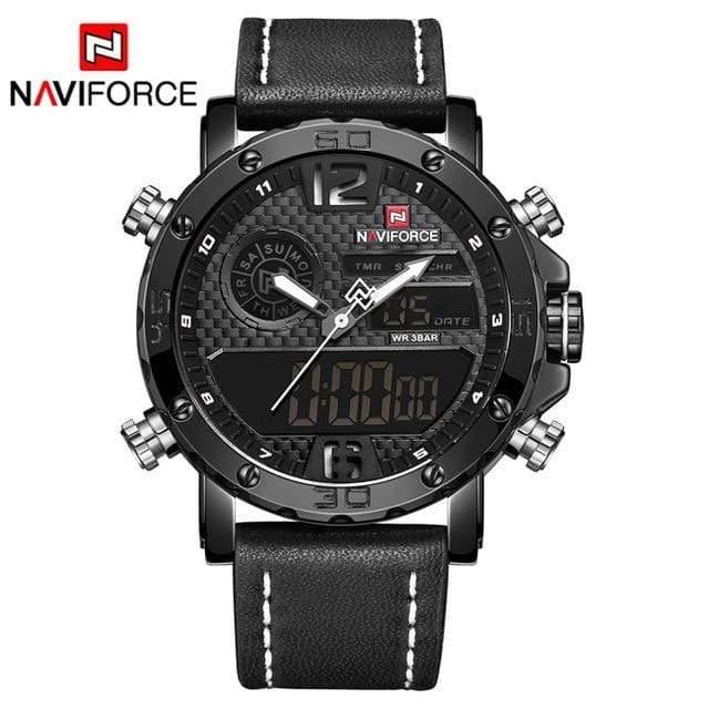 Planet Gates Grey Mens Watches Top Brand Luxury Original Sports Watch Men Leather 30M Waterproof Miliary Dual Display Wristwatch Clock