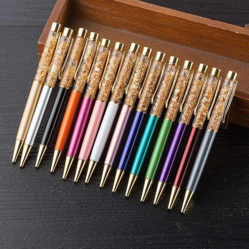 Planet Gates White Metal Copper Ballpoint Pen Luxury Brass Gold Foil Drill Ball Pen Sliver Penalty Office School Pencil Writing Supplies 1.0mm