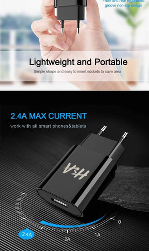 Planet Gates White Micro USB H&A Universal Portable USB Charger EU Mobile Phone Charger Wall Adapter Travel Charger USB Cable For Huawei For Samsung S9 S8