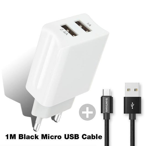 Planet Gates White Micro USB Suntaiho Universal Dual USB Port Charger Travel Wall Charger Adapter Smart Mobile Phone Charger for iPhone/Samsung/Xiaomi /iPad