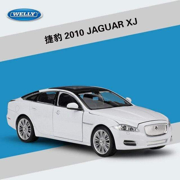 Planet Gates White Model Car 1:24 Diecast Car Toys Classic 2010 JAGUAR XJ High Simulator Car Alloy Metal Toy Car For Children Gift Collection