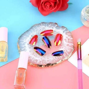 Planet Gates White Nail Art Plate Natural Resin Stone Acrylic Gel Polish Display Showing Board Drawing Color Palette Manicure Display Tool