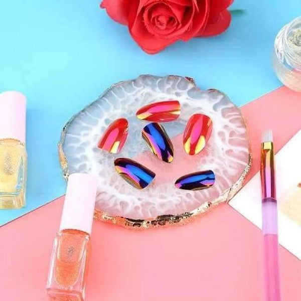 Planet Gates White Nail Art Plate Natural Resin Stone Acrylic Gel Polish Display Showing Board Drawing Color Palette Manicure Display Tool