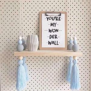 Planet Gates White no Tassel Bedroom wall shelves DIY Original Wood Beads Wall Shelf Storage Shelves Organization swing shelves Home Decor