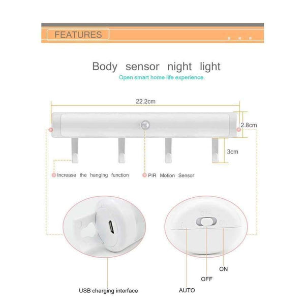 Planet Gates White / Non-rechargeable DC5V LED Night Light With PIR Motion Sensor 3*AAA Battery Or Rechargeable Led Lamp 3-5Meter Sesing Distance Emergency Lighting