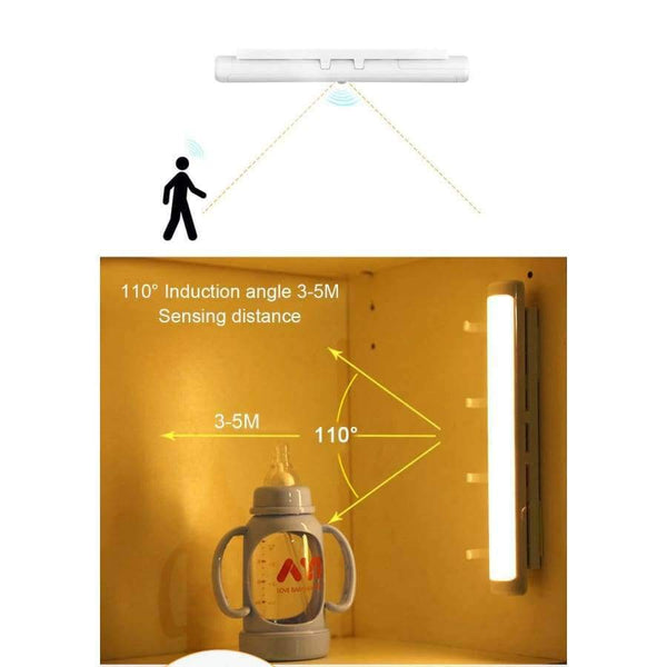 Planet Gates White / Non-rechargeable LED Cabinet Light With Hanging Fuction Led Motion Sensor Bar light Bulb 12Leds Closets Bureau Desk Emergency Night lighting