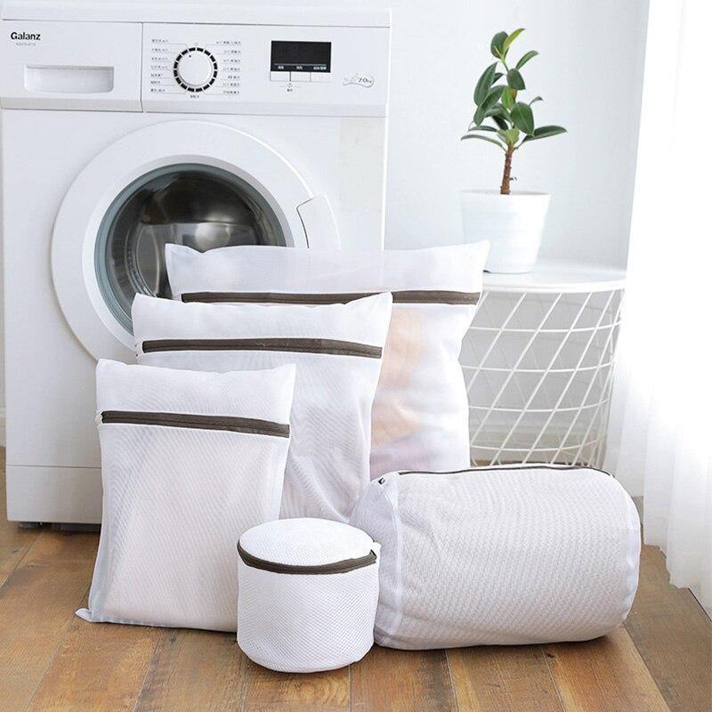 White Nylon Laundry Bag Bra Socks Underwear Clothes Washing Machine Protection Net Mesh Bags Laundry Basket Laundry Hamper