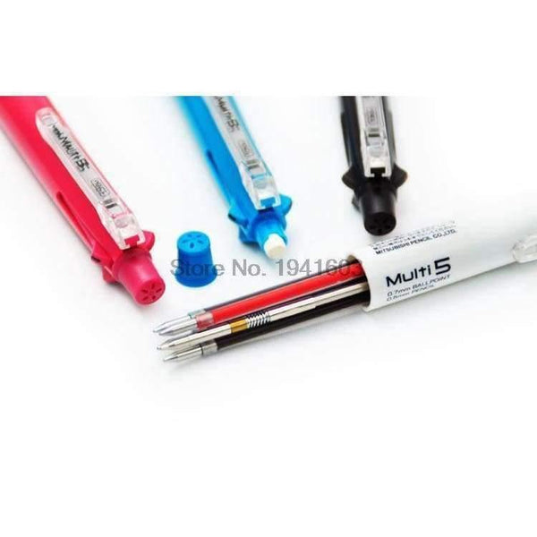 Planet Gates White One Piece Uni MSE5-500 Multifunction Pen 4 Oil Core & Mechanical Pencil for Office School Writing Supplies