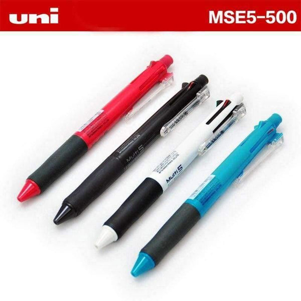 Planet Gates White One Piece Uni MSE5-500 Multifunction Pen 4 Oil Core & Mechanical Pencil for Office School Writing Supplies