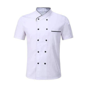 Planet Gates White / One Size Black White Unisex Kitchen Chef Uniform Short Sleeve Double Breasted Cook Wear Chef Jacket & Apron Bakery Food Service