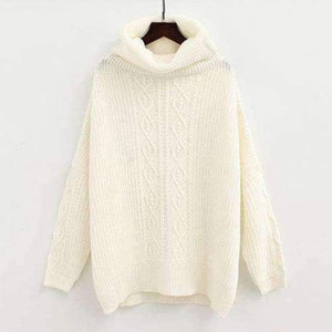 Planet Gates White / One Size Casual Korean Pullover Sweater Knitted Winter Turtleneck Women Jumper White Oversized Sweater Loose Long Pull Femme 2018