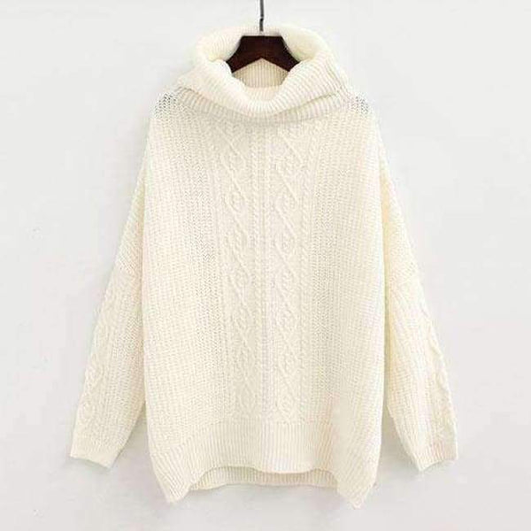 Planet Gates White / One Size Casual Korean Pullover Sweater Knitted Winter Turtleneck Women Jumper White Oversized Sweater Loose Long Pull Femme 2018