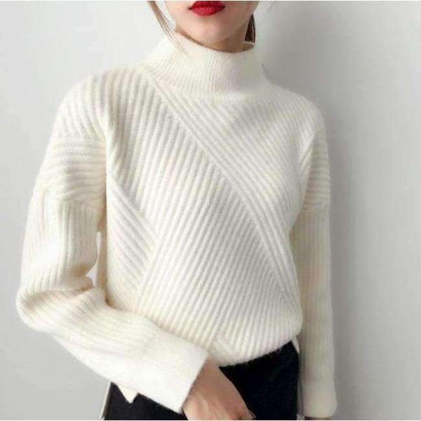 Planet Gates White / One Size Female turtleneck Pullover 2018 winter sweater slim all-match elastic knitted Fashion Pullover soft shirt sweaters women