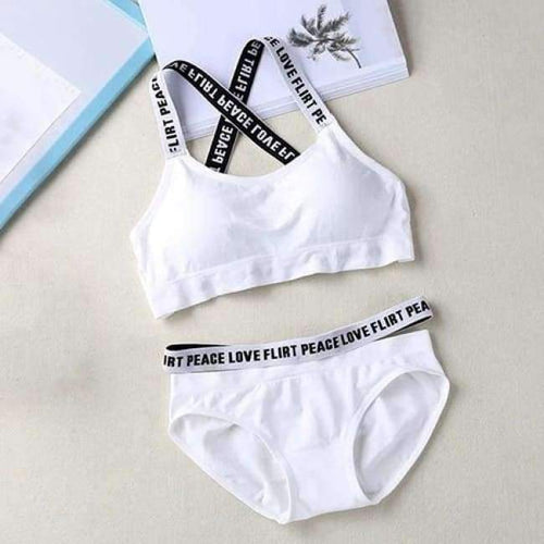 Planet Gates White / One Size Lounge Underwear Comfortable Wireless Loungewear Lingerie Bra Set Black and White Cotton Bras Sets