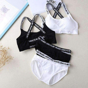 Planet Gates White / One Size Lounge Underwear Comfortable Wireless Loungewear Lingerie Bra Set Black and White Cotton Bras Sets