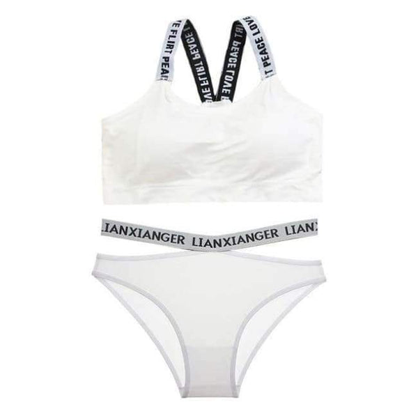 Planet Gates White / One Size Lounge Underwear Comfortable Wireless Loungewear Lingerie Bra Set Black and White Cotton Bras Sets Dropshipping