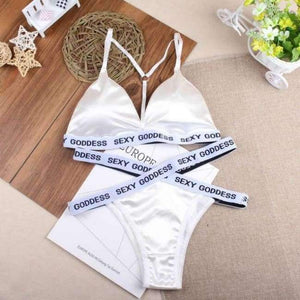Planet Gates White / One Size Lounge Underwear Fitness Wireless Loungewear Lingerie Bra Set Black and White Bras Sets