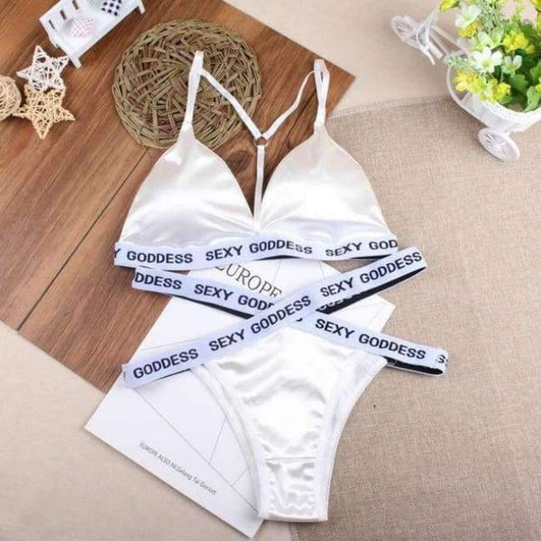 Planet Gates White / One Size Lounge Underwear Fitness Wireless Loungewear Lingerie Bra Set Black and White Bras Sets