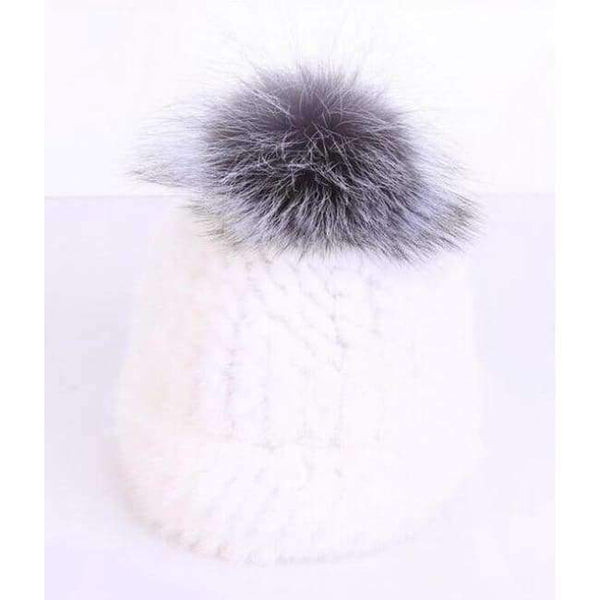 Planet Gates white / One Size Mink Real Fur Beanies Winter Hats for Women Warm Designer Cap with Pompom Fox Fur Ladies Brand New Russian Women Girls Caps 2018