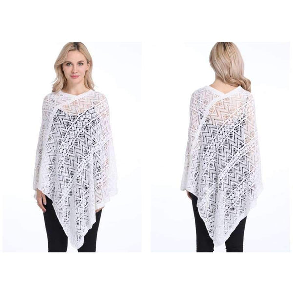 Planet Gates White / One Size Sexy Bikini Cover Up Thin Sweater Women Solid Hollow Out Cardigan Poncho Plus Size Pullovers Sweaters