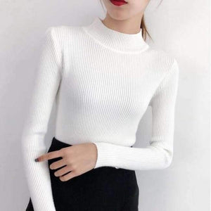 Planet Gates white / One Size Sweaters And Pullovers 2018 Autumn Turtleneck Jumpers  Casual Knitted Women Tops Long Sleeve Basic Sweaters For Women