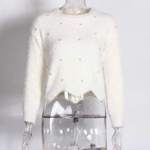 Planet Gates White / One Size Sweaters Women     2018 Autumn Winter Newest Long Sleeve Jumper Ladies Pullovers Irregular Mohair Sweater Blue