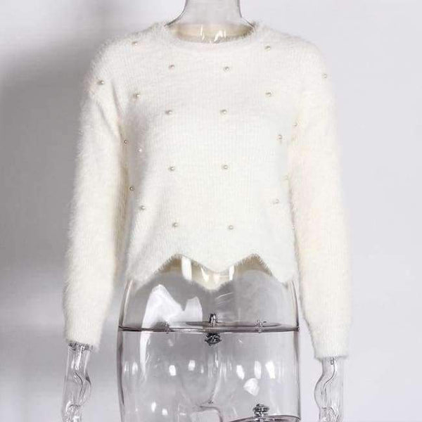 Planet Gates White / One Size Sweaters Women     2018 Autumn Winter Newest Long Sleeve Jumper Ladies Pullovers Irregular Mohair Sweater Blue