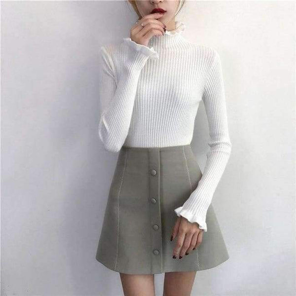 Planet Gates white / One Size Turtleneck Sweaters Women Autumn Winter 2018 Slim Knitting  Sweater Women Jumper Korean Casual Black Sweater And Pullover