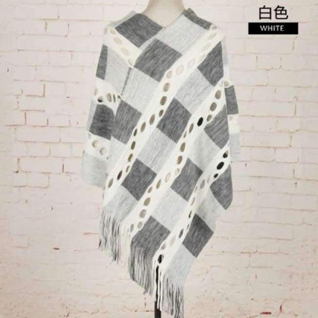 Planet Gates Women Hollow Out Sweater Knitted Tassel Poncho And Capes Ladies Long Size Cardigan Sweaters PH04