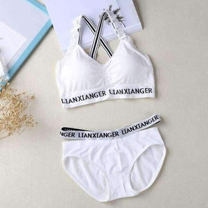 Planet Gates White / One Size Women Lace Lounge Underwear Comfortable Wireless Loungewear Lingerie Bra Set Padded Cotton Bras Sets