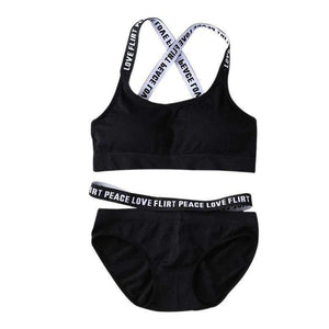 Planet Gates White / One Size Women Letter Lounge Underwear Comfortable Wireless Loungewear Lingerie Bra Set Black and White Cotton Bras Sets