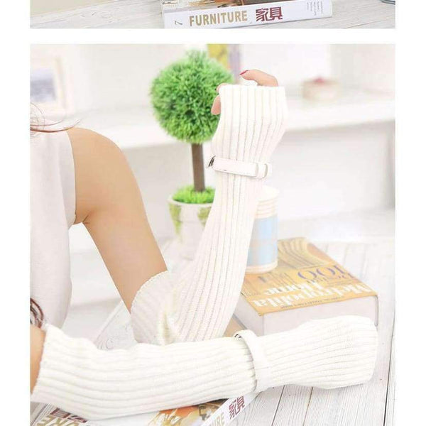 Planet Gates white / One Size Women's Winter&Autumn Christmas Cashmere Blend Knitted Long Gloves Solid Color Fashion Warm For Lady Elbow Mittens