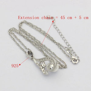 Planet Gates White Pearl 925 Silver Jewelry Sets For Women Wedding Earrings With Stone Pendant Pearls Necklace Set