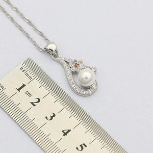Planet Gates White Pearl 925 Silver Jewelry Sets For Women Wedding Earrings With Stone Pendant Pearls Necklace Set