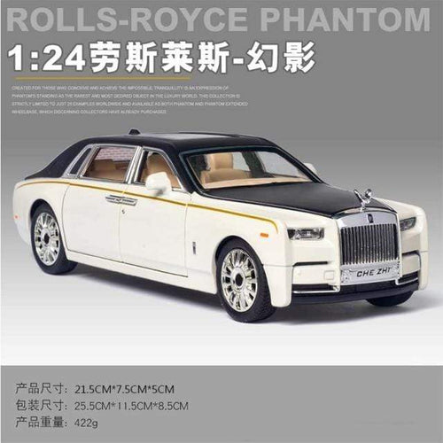 Planet Gates White Phantom 1:24 Rolls-Royce Phantom Car Model Simulation Sound and Light Pull Back Alloy Cullinan Decoration Boy Toy Car Collection Gifts